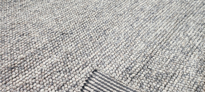 Vittorio Alfieri Handwoven Wool Durrie Natural Grey Loop (various sizes) | Banana Manor Rug Company