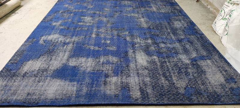 Vladimir Mashkov Hand-Knotted Modern Rug Blue and Grey Textured 9x12 | Banana Manor Rug Company