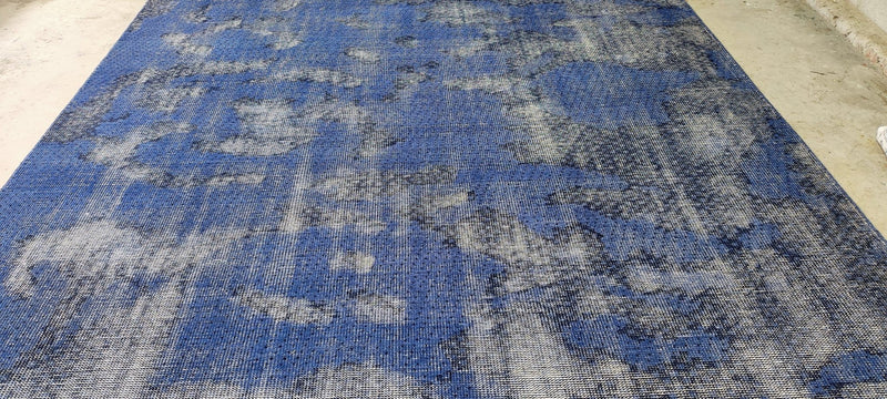 Vladimir Mashkov Hand-Knotted Modern Rug Blue and Grey Textured 9x12 | Banana Manor Rug Company