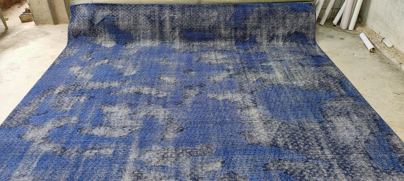 Vladimir Mashkov Hand-Knotted Modern Rug Blue and Grey Textured 9x12 | Banana Manor Rug Company