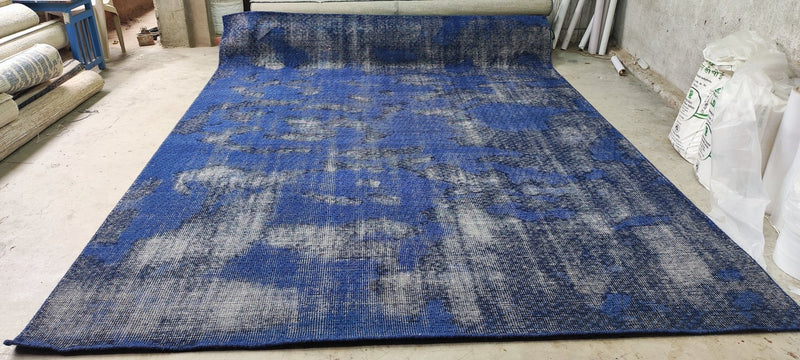 Vladimir Mashkov Hand-Knotted Modern Rug Blue and Grey Textured 9x12 | Banana Manor Rug Company