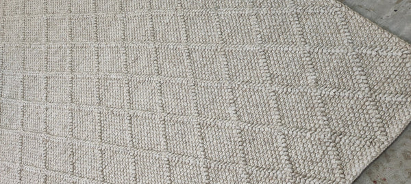 Wakey, Wakey, Mary, Eggs and Bacey 9x12 Tan Handwoven PET Yarn Rug | Banana Manor Rug Company