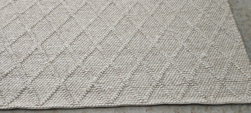 Wakey, Wakey, Mary, Eggs and Bacey 9x12 Tan Handwoven PET Yarn Rug | Banana Manor Rug Company