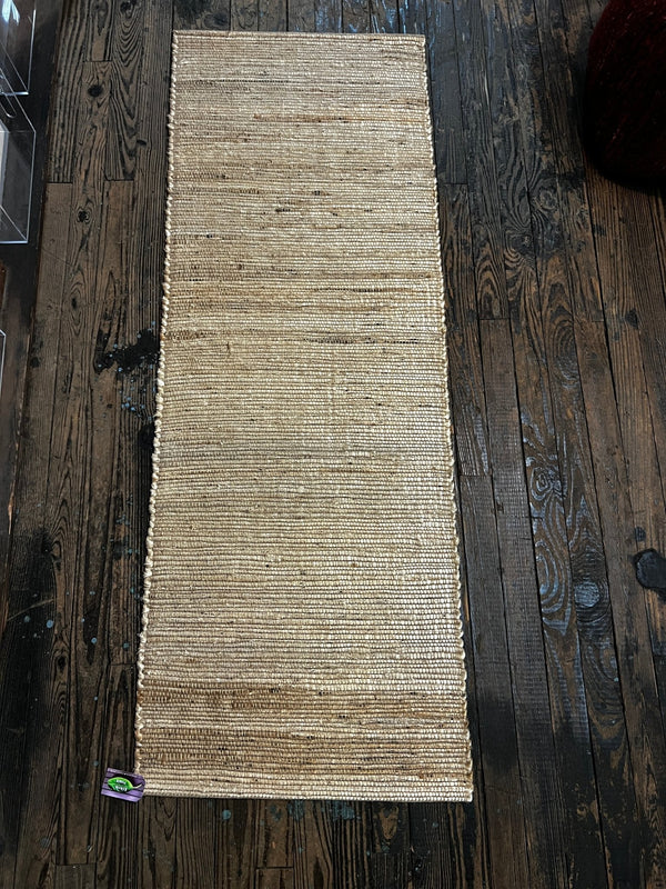 Walter Peck 2.6x6.6 Handwoven Textured Natural Jute Runner | Banana Manor Rug Company