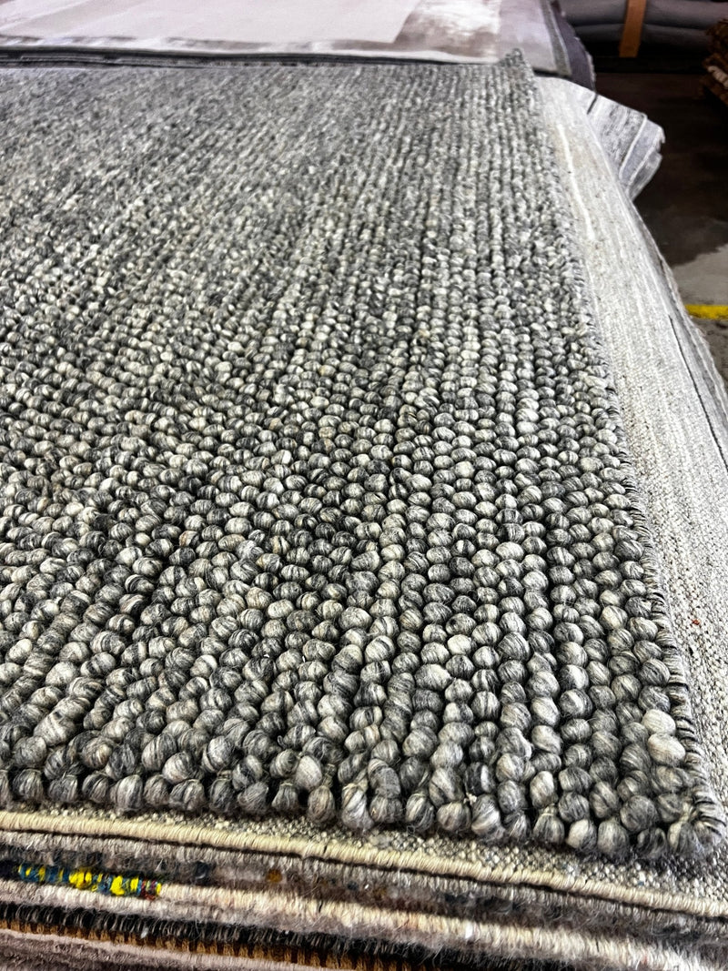 Walter Scott 6.6x9 Handwoven Wool Durrie Natural Grey Loop Ball | Banana Manor Rug Factory Outlet