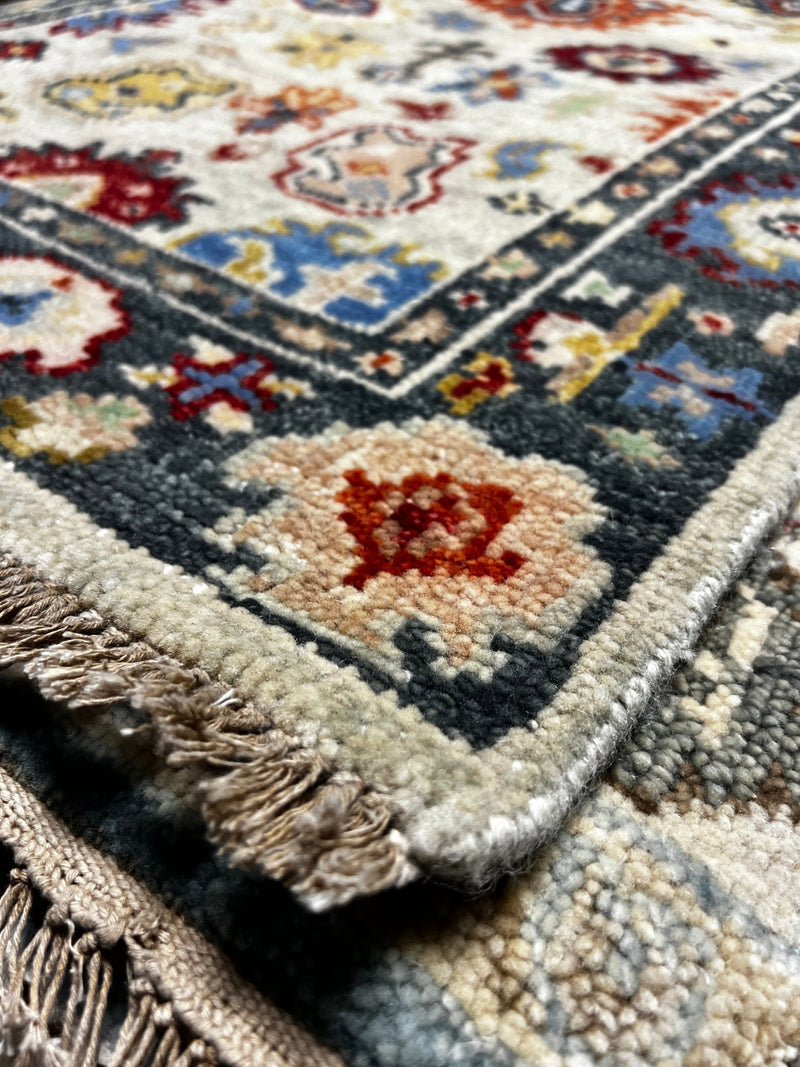 Waverly 2.6x11.9 Beige and Grey Hand-Knotted Oushak Runner | Banana Manor Rug Factory Outlet