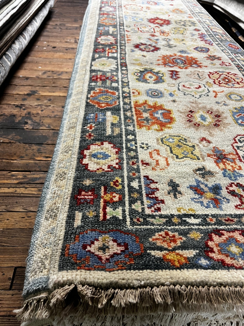 Waverly 2.6x11.9 Beige and Grey Hand-Knotted Oushak Runner | Banana Manor Rug Factory Outlet