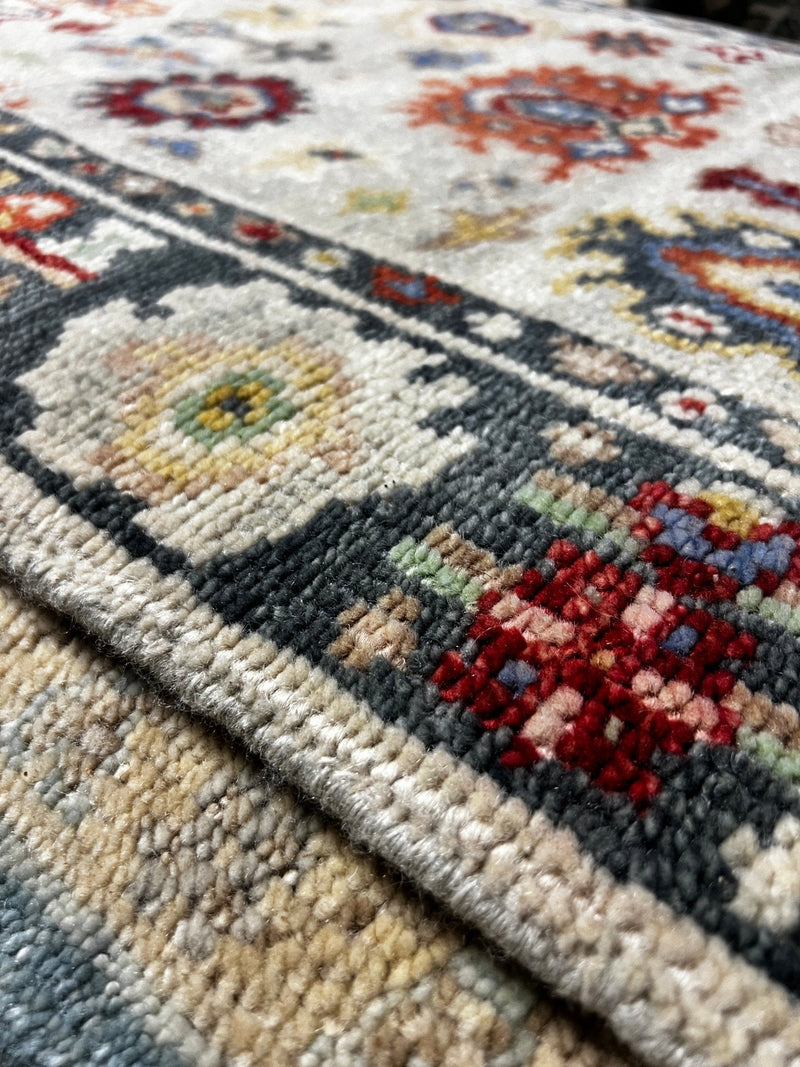 Waverly 2.6x11.9 Beige and Grey Hand-Knotted Oushak Runner | Banana Manor Rug Factory Outlet