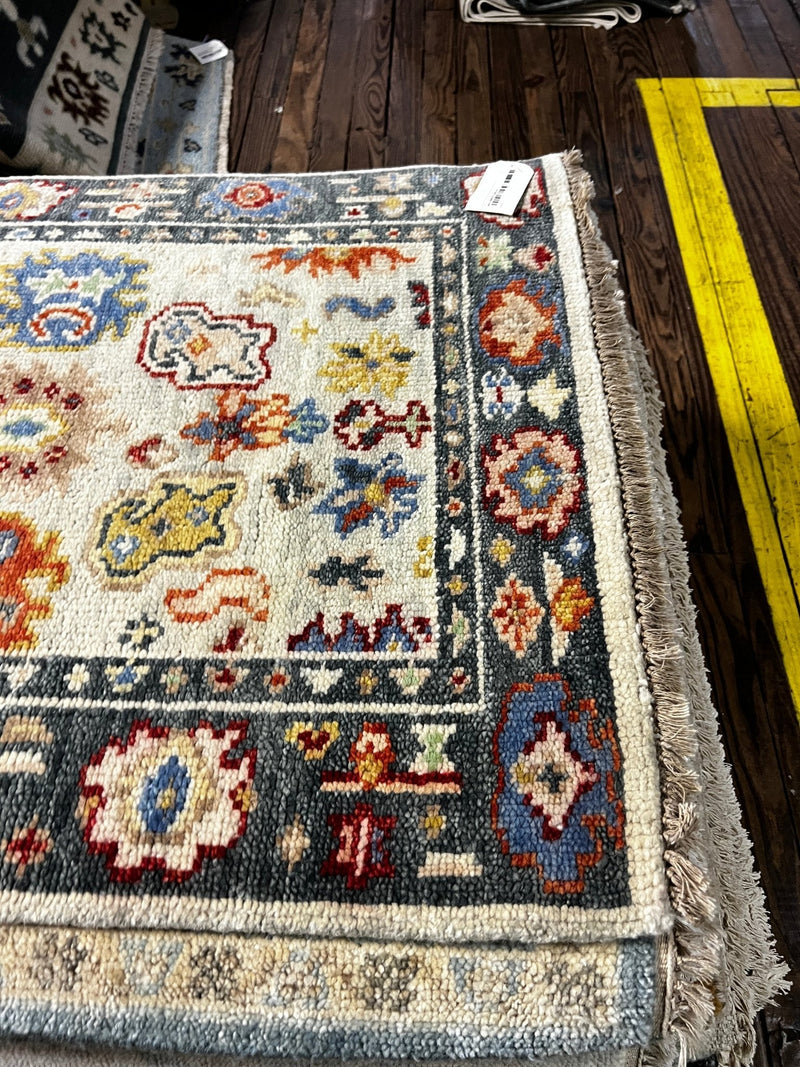 Waverly 2.6x11.9 Beige and Grey Hand-Knotted Oushak Runner | Banana Manor Rug Factory Outlet