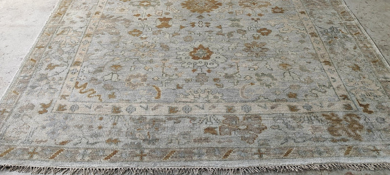 Wenche Myhre 8x10 Silver and Grey Hand-Knotted Oushak Rug | Banana Manor Rug Company