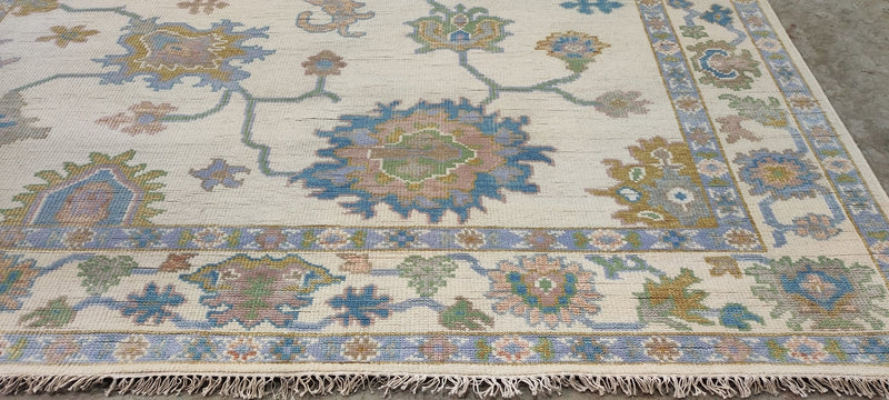 Whit Stillman 9x12 Ivory Hand-Knotted Oushak Rug | Banana Manor Rug Company