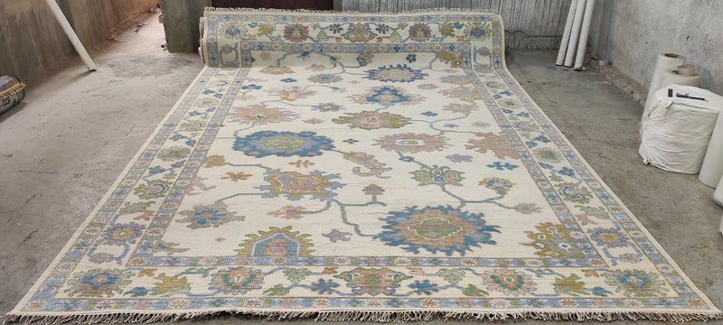 Whit Stillman 9x12 Ivory Hand-Knotted Oushak Rug | Banana Manor Rug Company