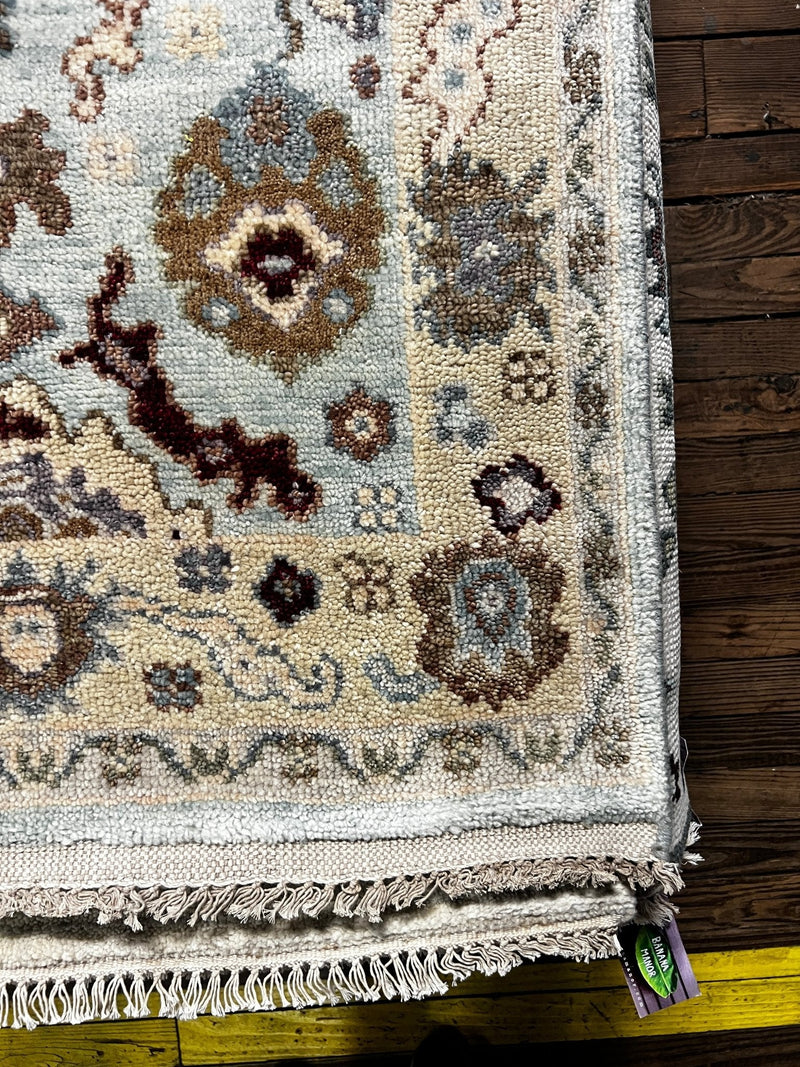 Wi Kuki Kaa Hand-Knotted Light Blue Oushak Runner 3x14 | Banana Manor Rug Company