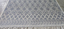 William Whitehead Handwoven Wool Durrie Ivory Blue Geometrical (various sizes) | Banana Manor Rug Company