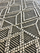 William Whitehead Handwoven Wool Durrie Ivory Blue Geometrical (various sizes) | Banana Manor Rug Factory Outlet