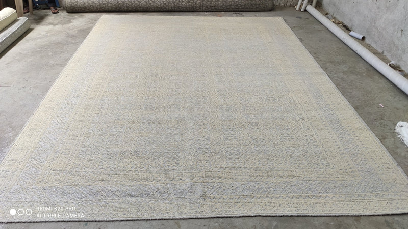 Willie Pep 9x12 Hand-Knotted Blue and Beige Rug | Banana Manor Rug Company