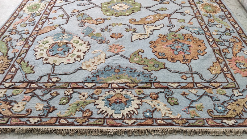 Winifred 8.3x10 Light Blue Hand-Knotted High-Low Kashan Rug | Banana Manor Rug Company