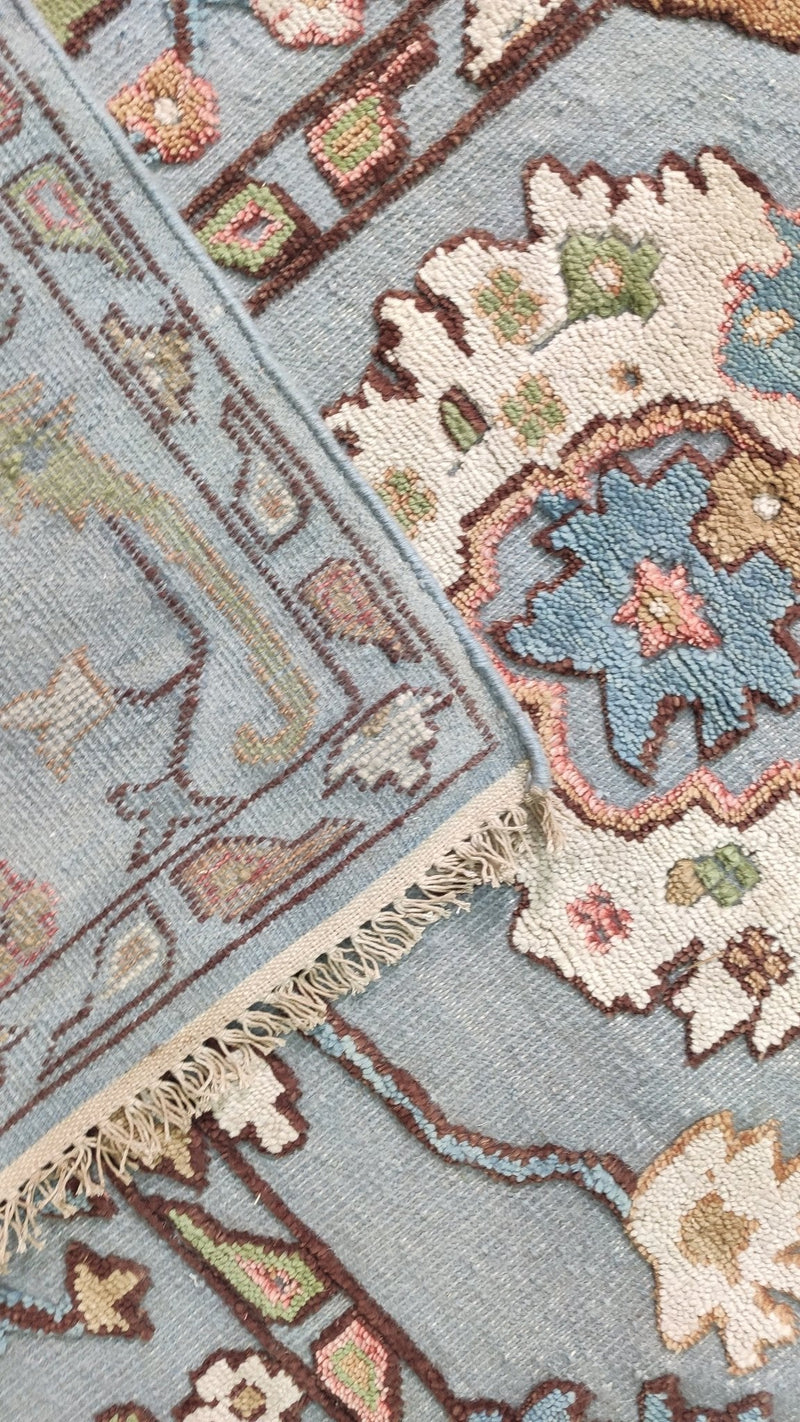 Winifred 8.3x10 Light Blue Hand-Knotted High-Low Kashan Rug | Banana Manor Rug Company