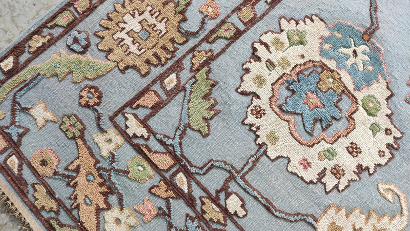 Winifred 8.3x10 Light Blue Hand-Knotted High-Low Kashan Rug | Banana Manor Rug Company