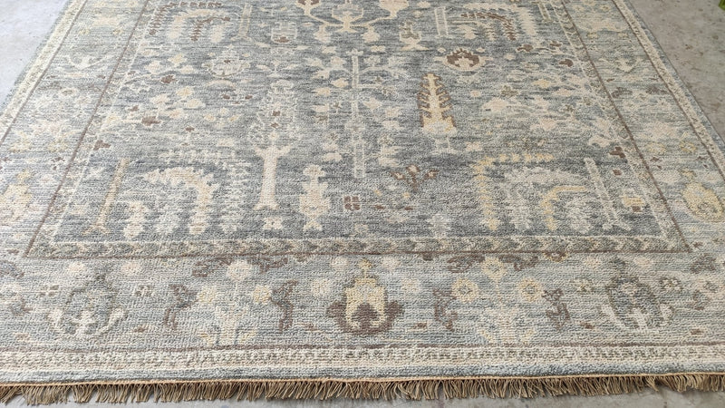 Winnie 8x10 Grey and Silver Hand-Knotted Oushak Rug | Banana Manor Rug Company