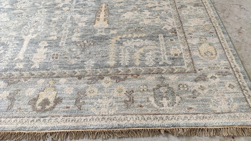 Winnie 8x10 Grey and Silver Hand-Knotted Oushak Rug | Banana Manor Rug Company