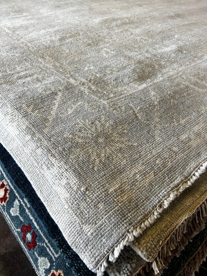 Winnifred White Washed Turkish Knot Oushak | Banana Manor Rug Company