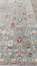 Winter 3x18 Aqua and Blue Hand-Knotted Oushak Runner | Banana Manor Rug Company
