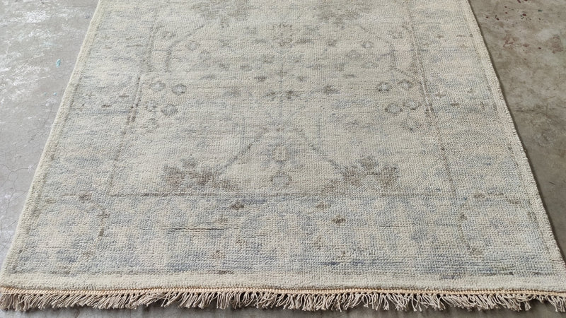 Wisteria 4x6 Silver Hand-Knotted Oushak Rug | Banana Manor Rug Company