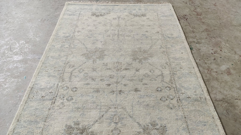 Wisteria 4x6 Silver Hand-Knotted Oushak Rug | Banana Manor Rug Company