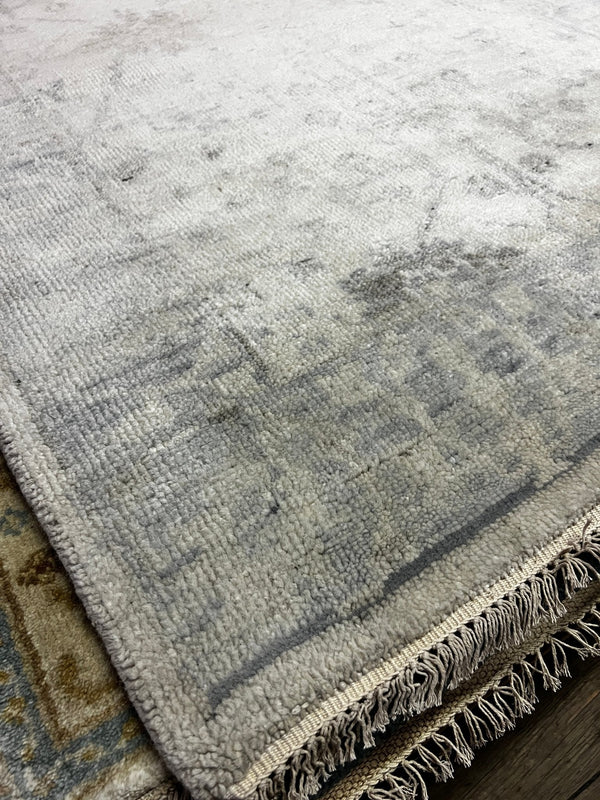 Wisteria 4x6 Silver Hand-Knotted Oushak Rug | Banana Manor Rug Company