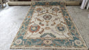 Xandy 6x9 Ivory and Green Hand-Knotted Oushak Rug | Banana Manor Rug Company