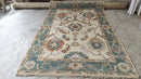 Xandy 6x9 Ivory and Green Hand-Knotted Oushak Rug | Banana Manor Rug Company