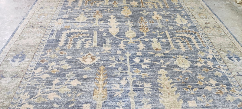 Yanina Studilina Hand-Knotted Oushak Rug Light Blue and Tan 9x12 | Banana Manor Rug Company