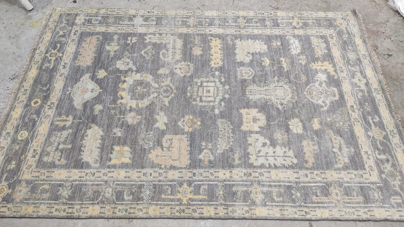 Yardley 5.6x8.3 Grey Hand-Knotted Oushak | Banana Manor Rug Company