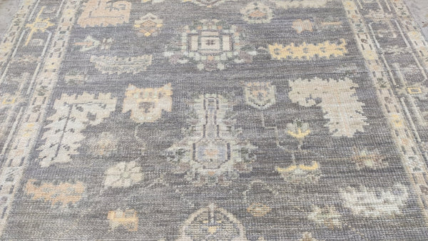 Yardley 5.6x8.3 Grey Hand-Knotted Oushak | Banana Manor Rug Company