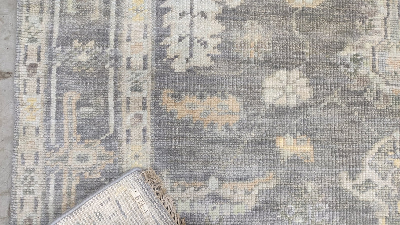 Yardley 5.6x8.3 Grey Hand-Knotted Oushak | Banana Manor Rug Company