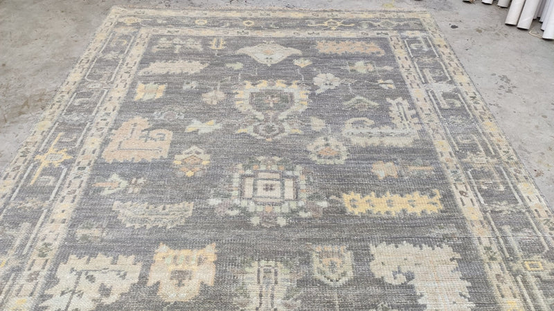 Yardley 5.6x8.3 Grey Hand-Knotted Oushak | Banana Manor Rug Company