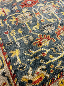 Yasmina 4x6.6 Medium Blue Hand-Knotted Oushak Rug | Banana Manor Rug Company