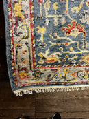 Yasmina 4x6.6 Medium Blue Hand-Knotted Oushak Rug | Banana Manor Rug Company