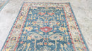Yasmina 4x6.6 Medium Blue Hand-Knotted Oushak Rug | Banana Manor Rug Company
