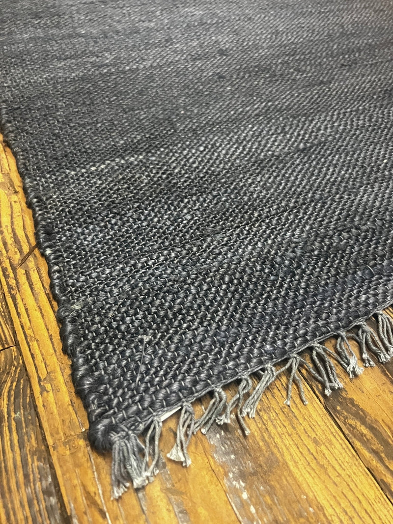 Yosh Shmenge Handwoven 2.6x8 Blue Jute Durrie Runner | Banana Manor Rug Company