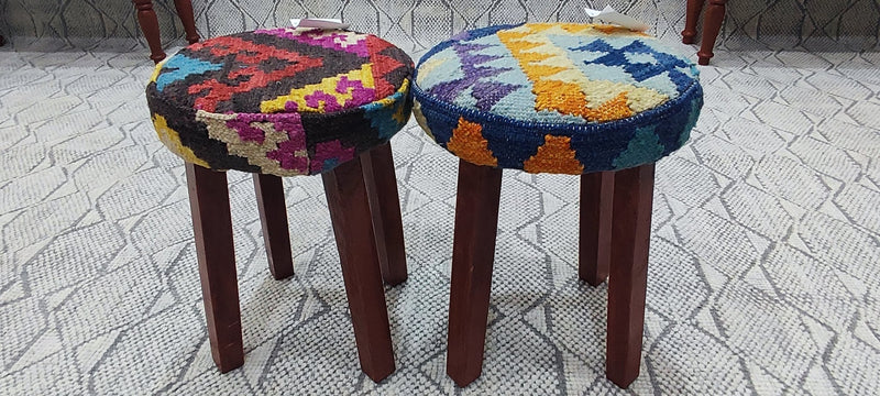 Zac Hanson Wooden Upholstered Stool 12x12x16 (Assorted Styles) | Banana Manor Rug Company