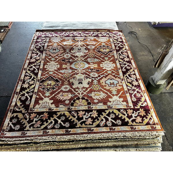 Zoey 8x10 Rust and Red Hand-Knotted Oushak Rug | Banana Manor Rug Company