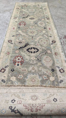 Charlotte la Bouf 3x12  Light Green and Tan Hand-Knotted Oushak Rug