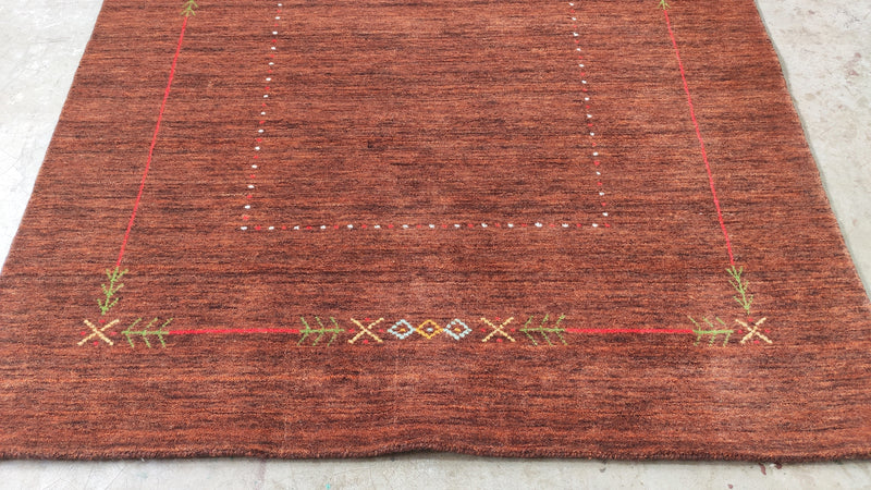 Augustus Gloop 7.3x10 Brown Handwoven Gabbeh Rug | Banana Manor Rug Company