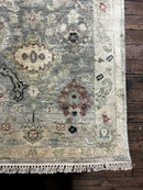 Charlotte la Bouf 3x12  Light Green and Tan Hand-Knotted Oushak Rug