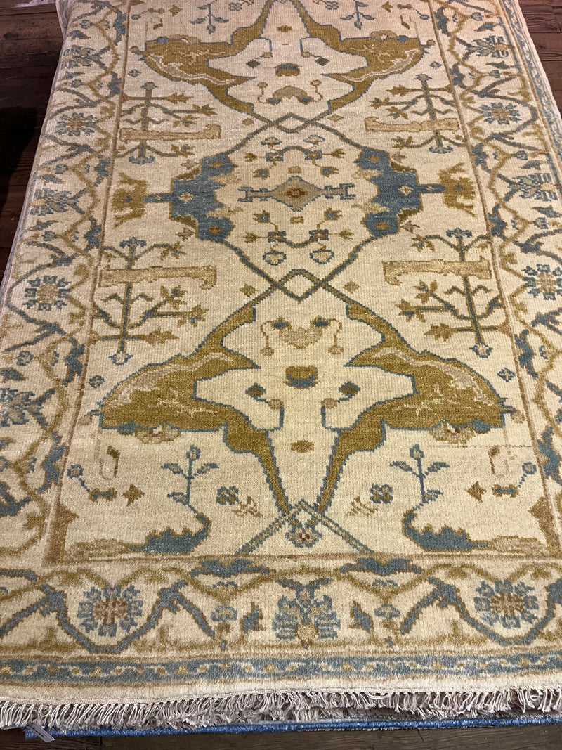 Bliss 4.6x6.3 Ivory Hand-Knotted Oushak Rug | Banana Manor Rug Company