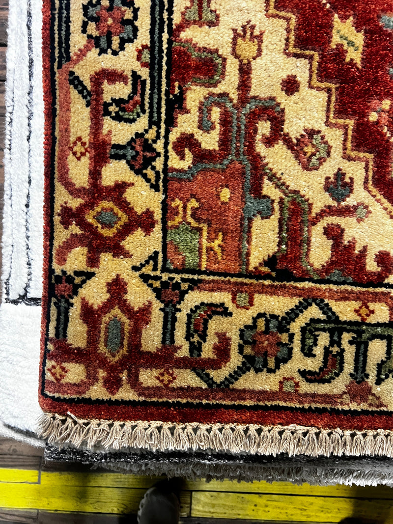 Warhol 2.6x11.9 Rust and Ivory Hand-Knotted Serapi Runner Rug
