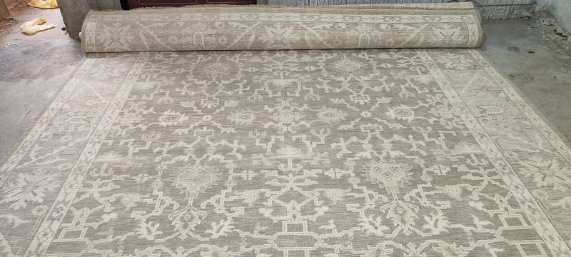 Alana Hamilton 10x13.9 Silver and Grey Hand-Knotted Oushak Rug | Banana Manor Rug Company