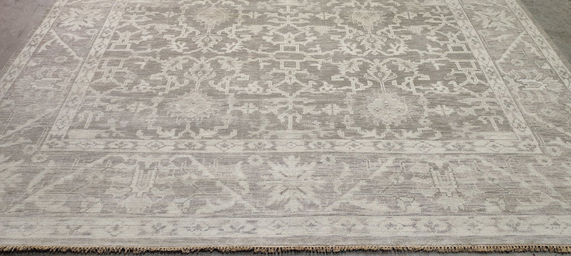 Alana Hamilton 10x13.9 Silver and Grey Hand-Knotted Oushak Rug | Banana Manor Rug Company